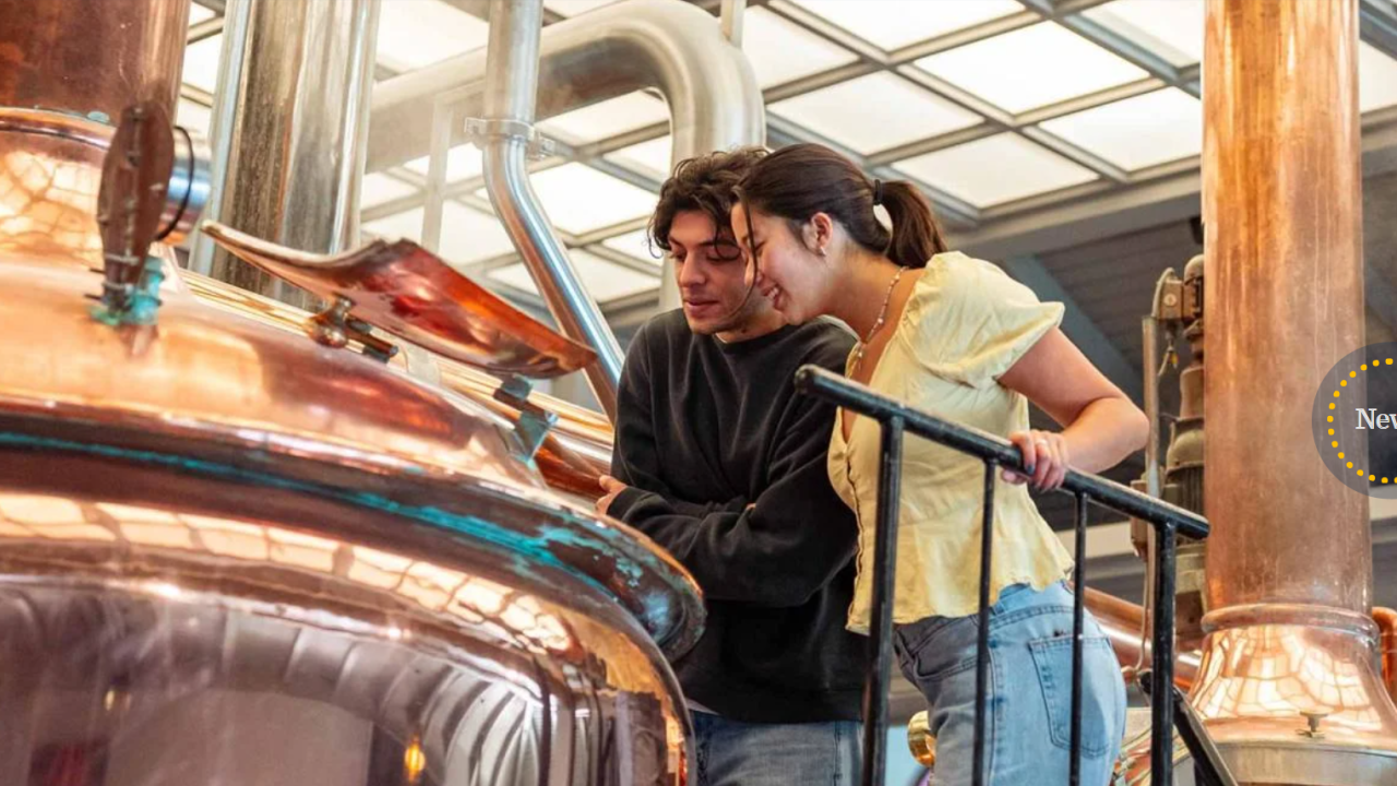UC Davis students Fermin Barbosa and Tali Cooper help brew their winning beer recipe at Sudwerk Brewing Co. in Davis. The team won the 2024 UC Davis Iron Brew Competition with Brew La-La, a Belgian blonde ale. (Courtesy Katherine Yanogacio, Sudwerk Brewing Co.)