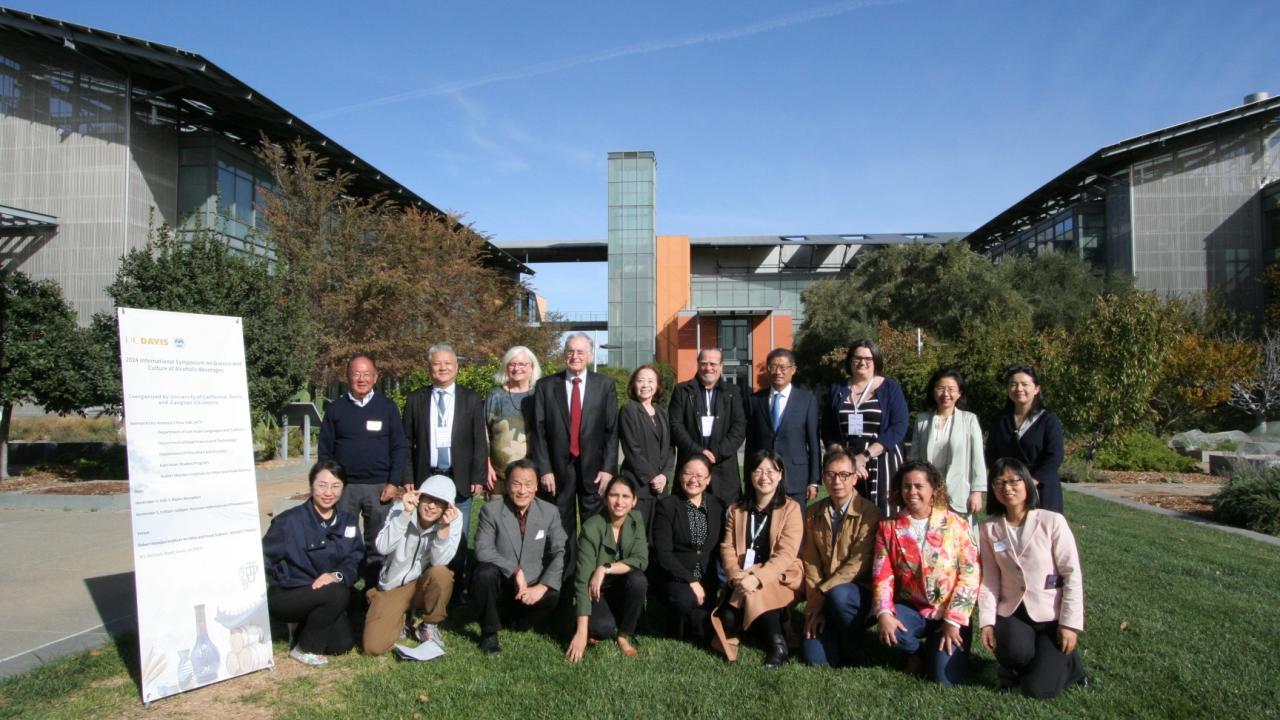 Jiangnan University - UC Davis group pose for a picture outside