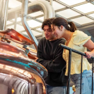 UC Davis students Fermin Barbosa and Tali Cooper help brew their winning beer recipe at Sudwerk Brewing Co. in Davis. The team won the 2024 UC Davis Iron Brew Competition with Brew La-La, a Belgian blonde ale. (Courtesy Katherine Yanogacio, Sudwerk Brewing Co.)
